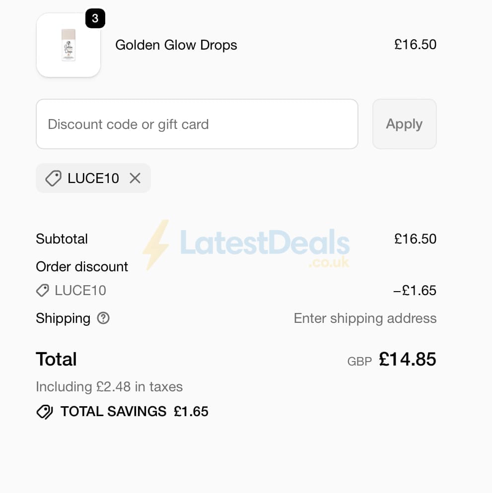 Screenshot of the W7makeup discount code working