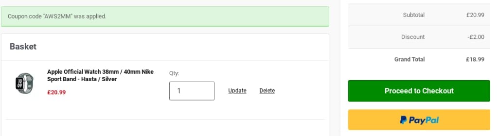Screenshot of the MyMemory discount code working
