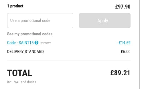 Screenshot of the Vinatis discount code working
