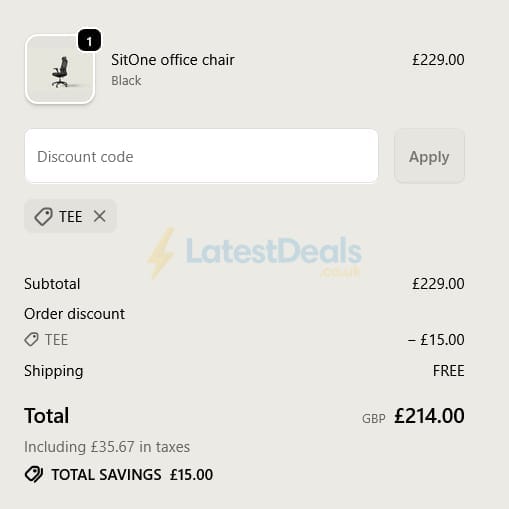 Screenshot of the Desktronic discount code working