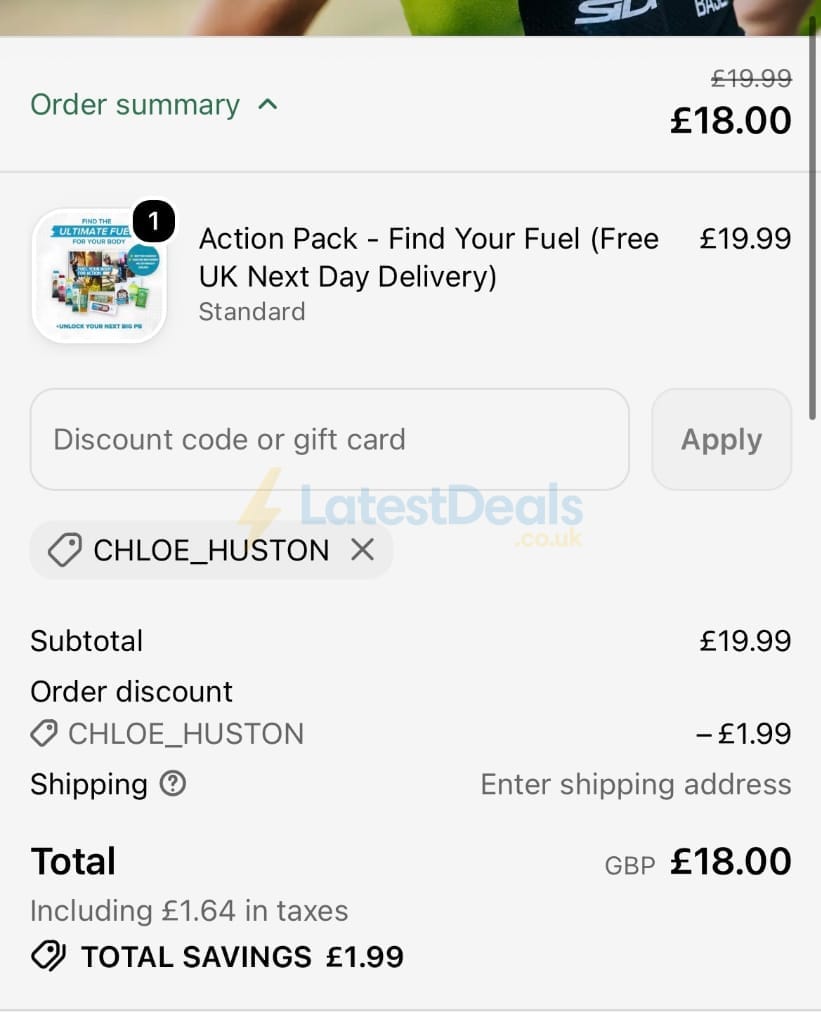 Screenshot of the Kendal Mint Co. discount code working