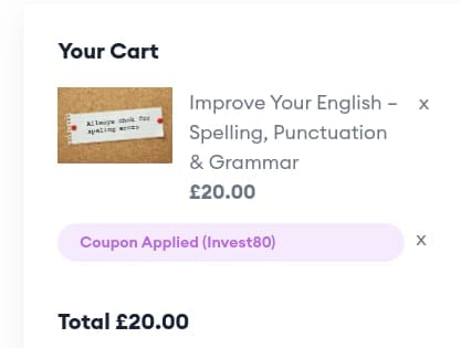 Screenshot of the Of Course discount code working