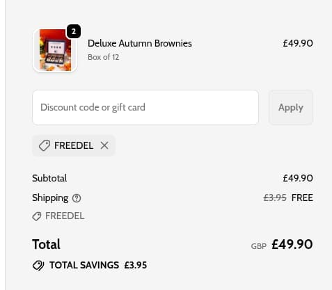Screenshot of the Patisserie Valerie discount code working