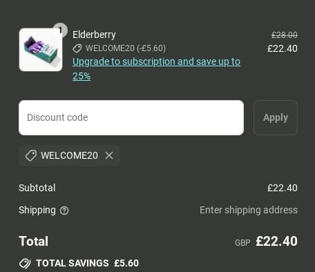 Screenshot of the Humantra discount code working