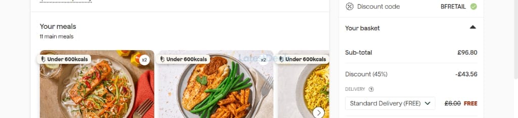 Screenshot of the Frive discount code working