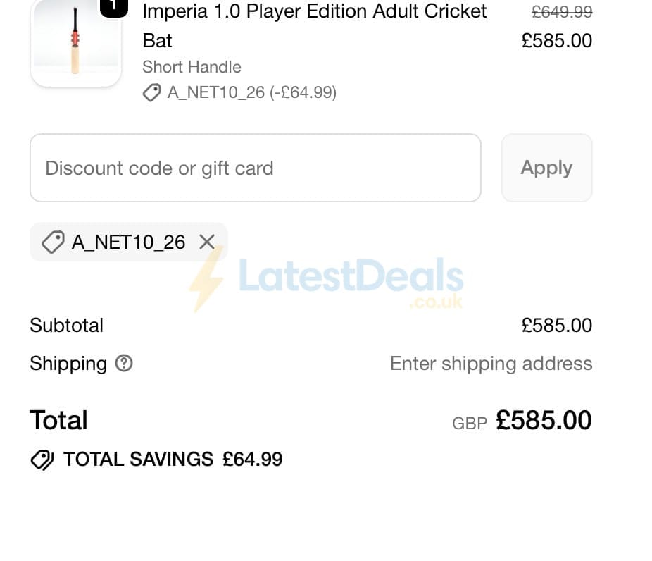 Screenshot of the Gray-Nicolls discount code working