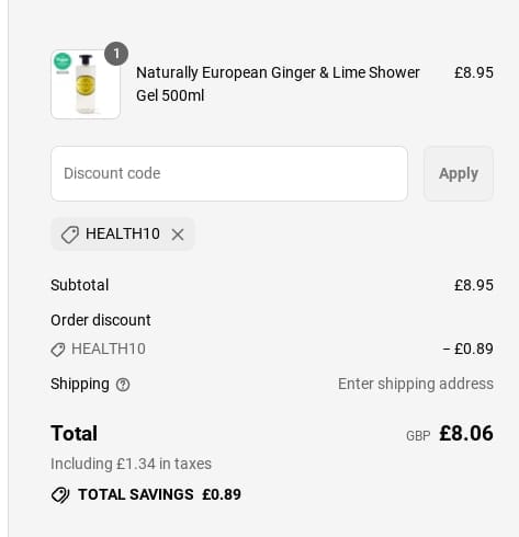Screenshot of the The Somerset Toiletry Co discount code working