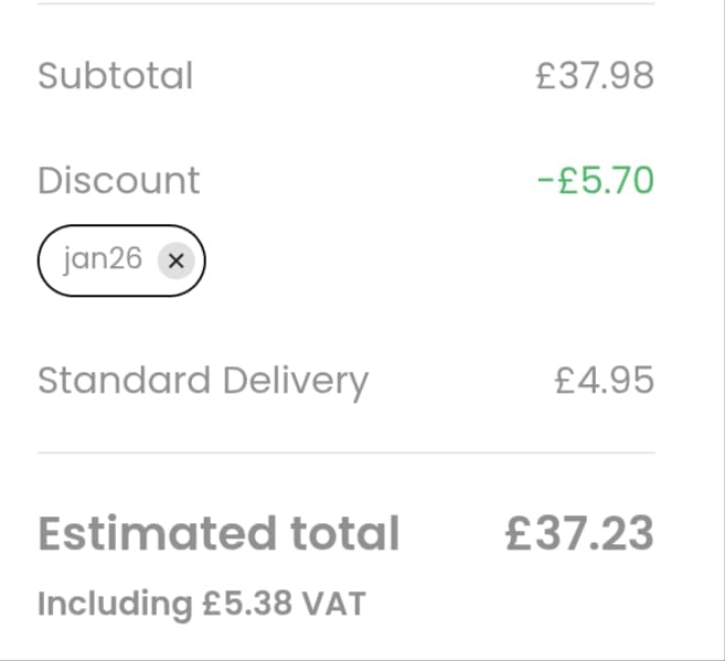 Screenshot of the TumbleTots discount code working