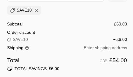 Screenshot of the Zing Organics discount code working