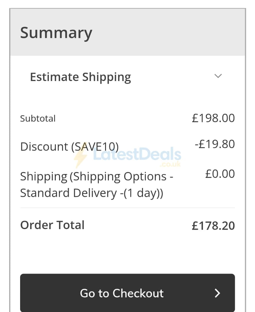 Screenshot of the Lighting Direct discount code working