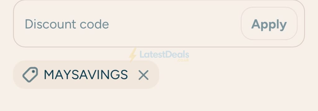 Screenshot of the Bean Bag Bazaar discount code working
