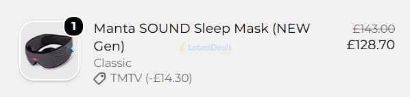 Screenshot of the Manta Sleep discount code working