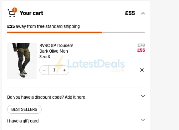 Screenshot of the Revolution Race discount code working
