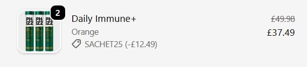 Screenshot of the Phizz discount code working