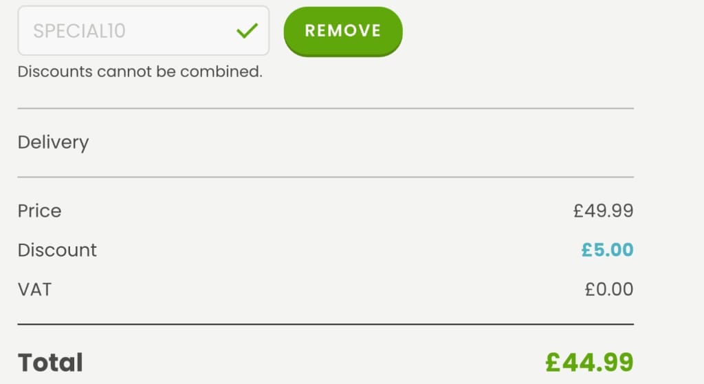 Screenshot of the Hooray Heroes discount code working