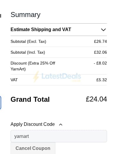 Screenshot of the WoolBox discount code working