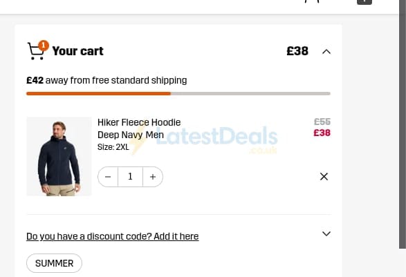 Screenshot of the Revolution Race discount code working