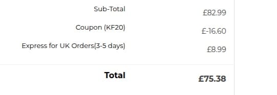 Screenshot of the K&F Concept discount code working