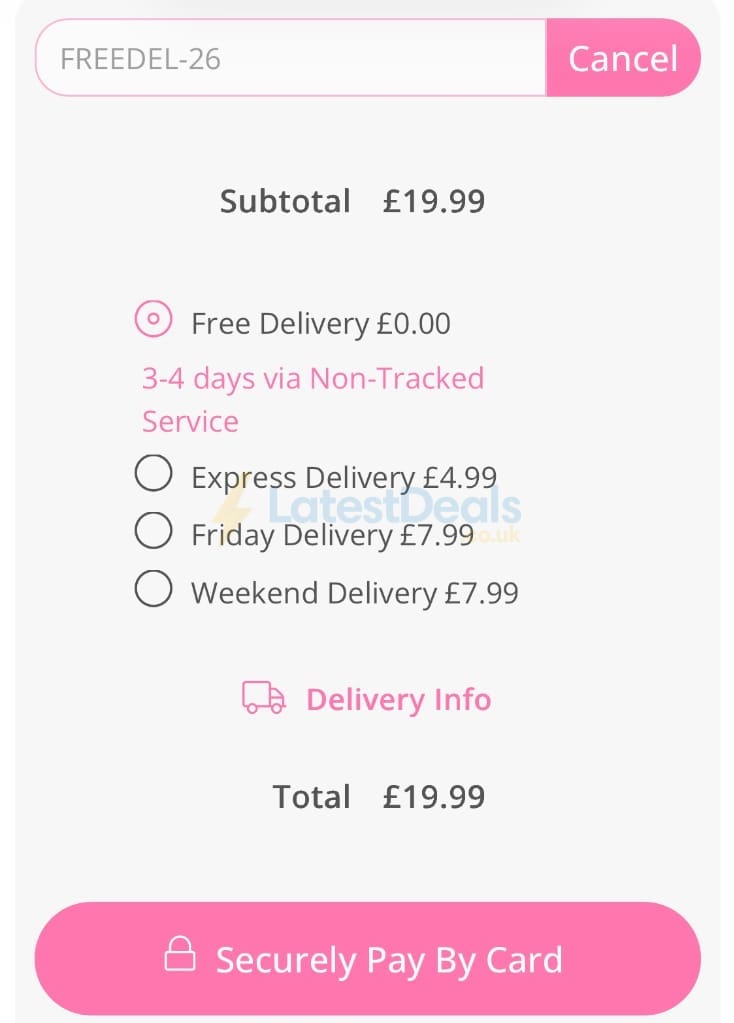 Screenshot of the Personalised Gifts Shop discount code working