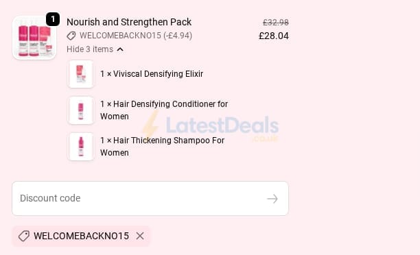 Screenshot of the Viviscal discount code working