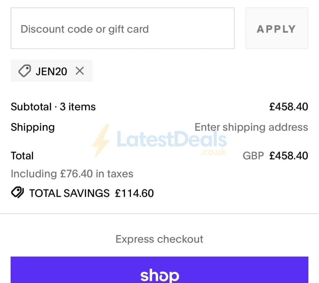 Screenshot of the U Beauty discount code working