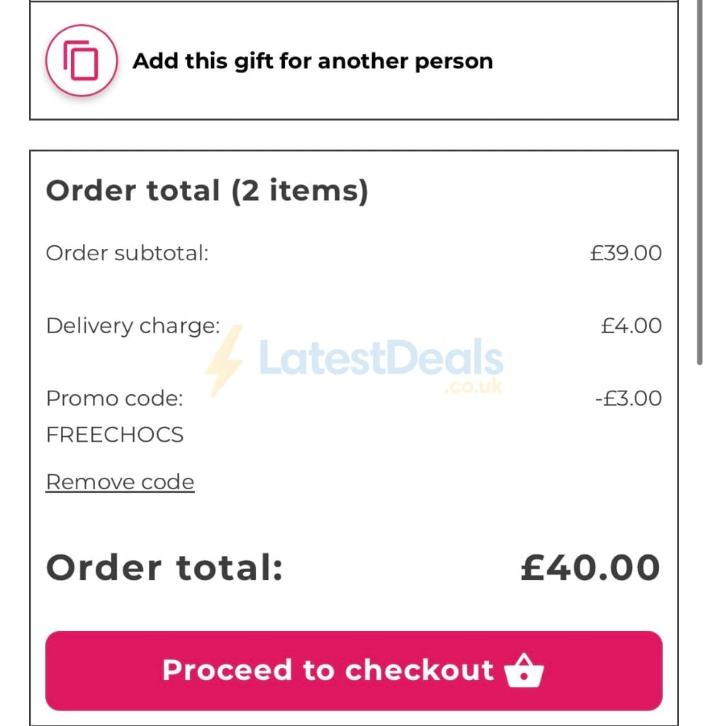 Screenshot of the Flying Flowers discount code working