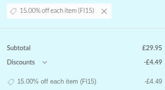 Screenshot of the Skinlight discount code working
