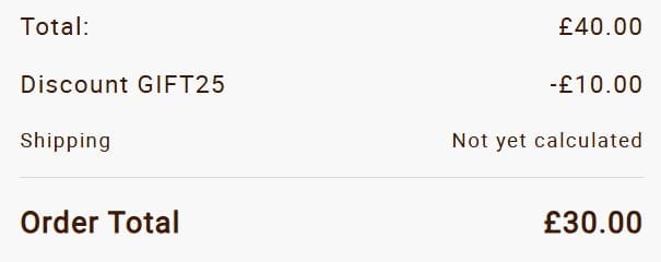Screenshot of the Lily O'Brien's discount code working