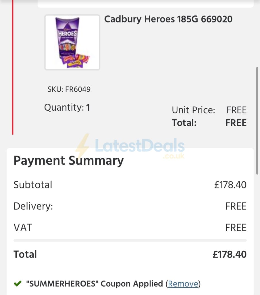 Screenshot of the UK Office Direct discount code working