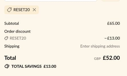 Screenshot of the Presscription discount code working