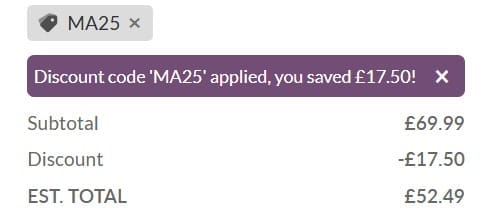 Screenshot of the Gx Pillows discount code working