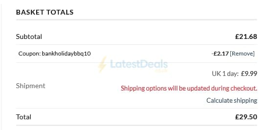 Screenshot of the Kezie discount code working