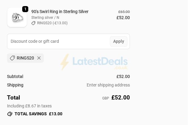 Screenshot of the Henryka discount code working