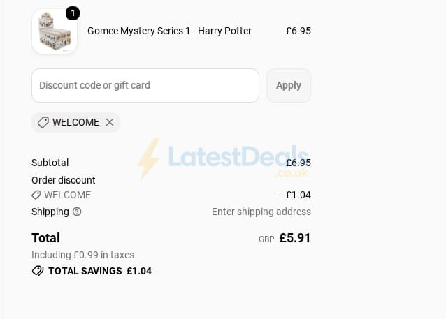 Screenshot of the British Souvenirs discount code working