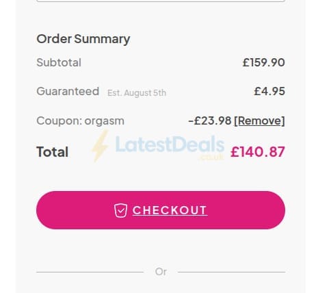 Screenshot of the Pulse & Cocktails discount code working