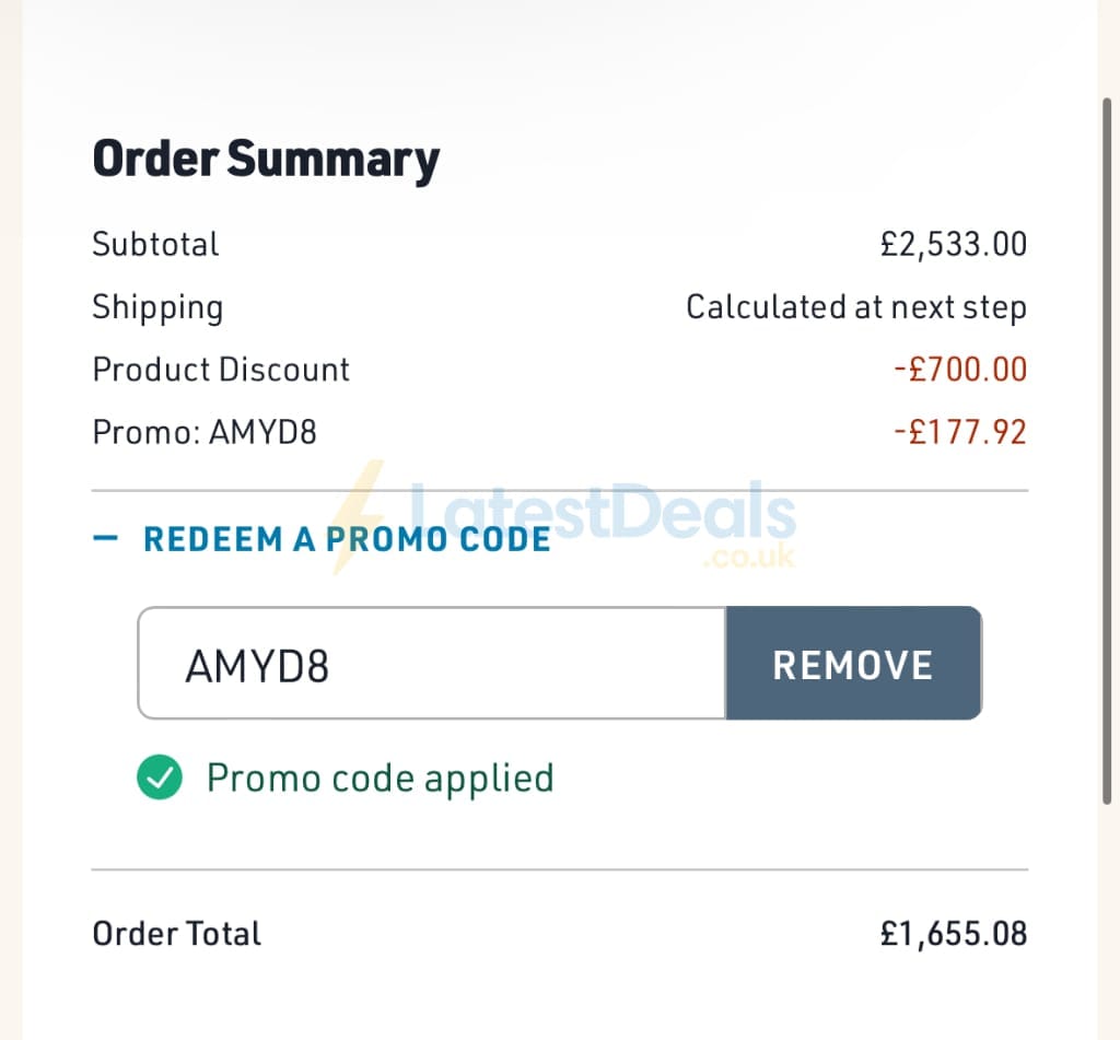 Screenshot of the NordicTrack discount code working