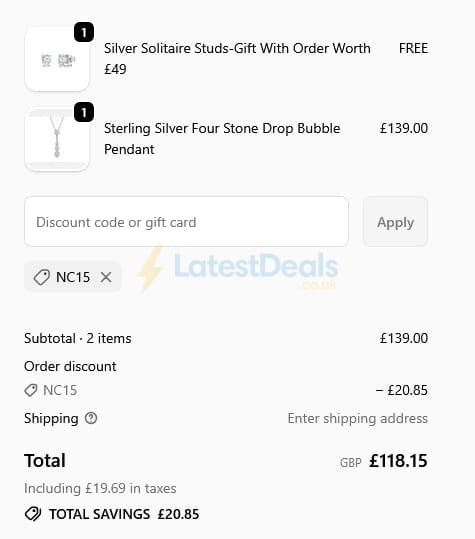 Screenshot of the Jools by Jenny Brown discount code working