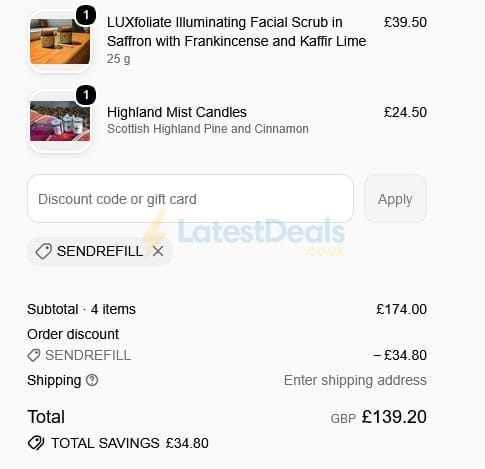 Screenshot of the Zing Organics discount code working