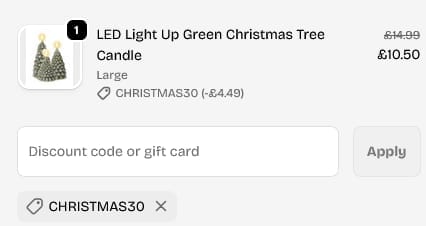 Screenshot of the LULU Loves discount code working