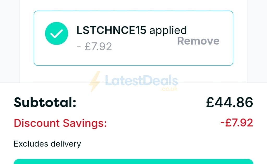 Screenshot of the Pharmacy2U discount code working
