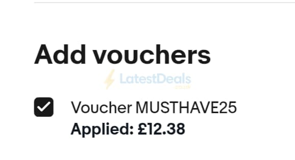 Screenshot of the ebay discount code working