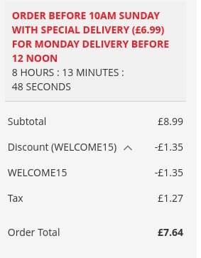 Screenshot of the Totally Wicked discount code working