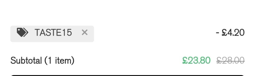 Screenshot of the Humantra discount code working