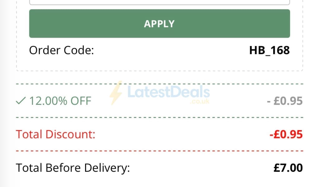 Screenshot of the Happy Beaks discount code working