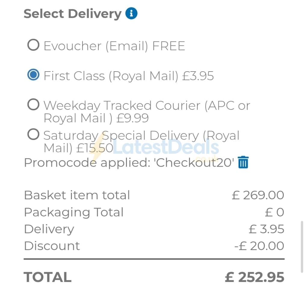 Screenshot of the Into The Blue discount code working