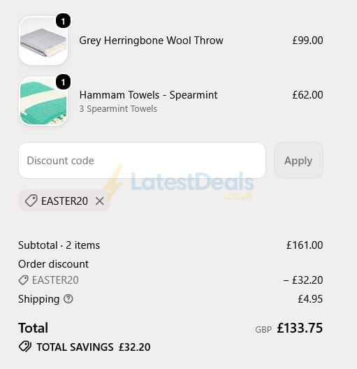 Screenshot of the Tolly McRae discount code working