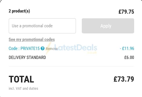 Screenshot of the Vinatis discount code working