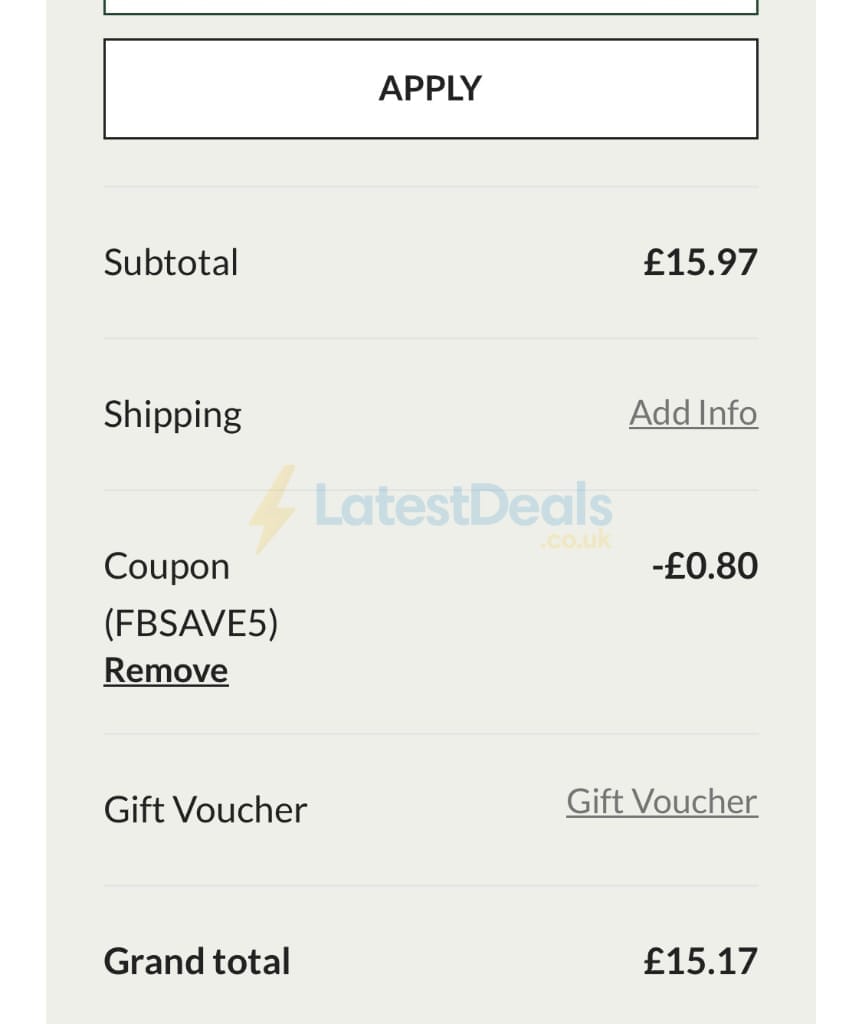 Screenshot of the J Parkers discount code working