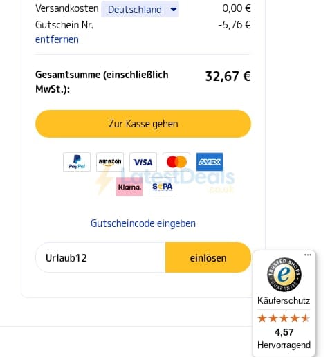 Screenshot of the medimops discount code working