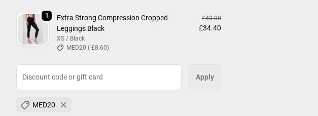 Screenshot of the TLC Sport discount code working